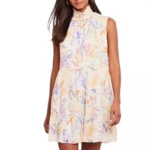AMANDA UPRICHARD Nadia Dress Pastel Floral Smocked Neck